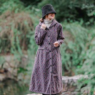 Floral Hooded Single-breasted Coat