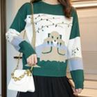Cartoon Jacquard Oversize Sweater As Shown In Figure - One Size