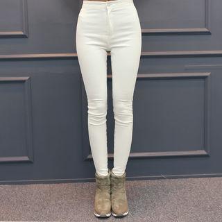 High-waist Brushed-fleece Lined Skinny Jeans