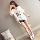 Short-sleeve Printed Cut Out T-shirt