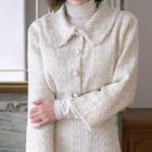 Wool Blend Tweed Buttoned Short Jacket Ivory - One Size