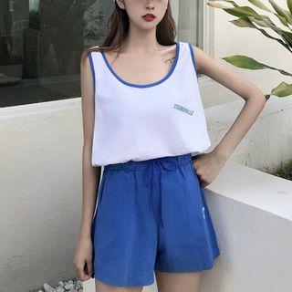 Set: Contrast-trim Tank Top + Shorts