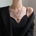 Heart Smiley Pendant Layered Choker Silver - One Size