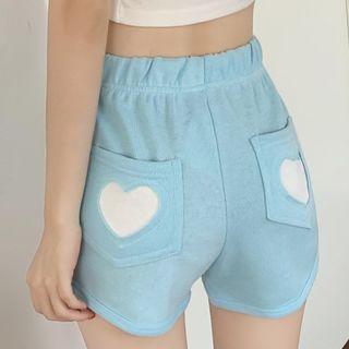 Heart Print High-waist Shorts