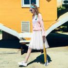 Striped Tulle A-line Skirt