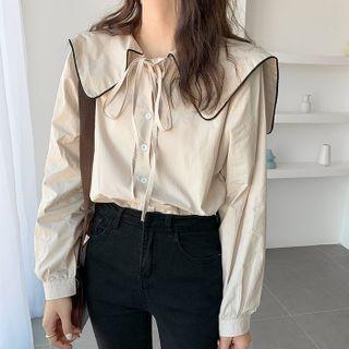 Long-sleeve Sailor Collar Blouse As Shown In Figure - One Size