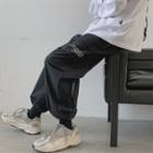 Lettering Print Wide-leg Cargo Pants