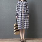 Checked Long-sleeve Shirtdress