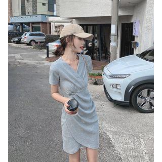 Ruched Short-sleeve A-line Mini Dress