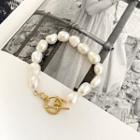 Faux Pearl Bracelet 1 Pc - White Faux Pearl - Gold - One Size