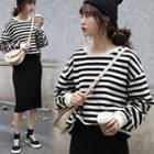 Striped Pullover / Midi Sheath Skirt