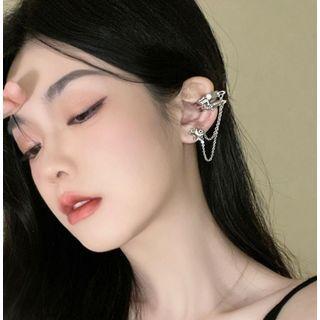 Set Of 2: Asymmetrical Chain Ear Cuff 1 Pair - Asymmetrical - Silver - One Size