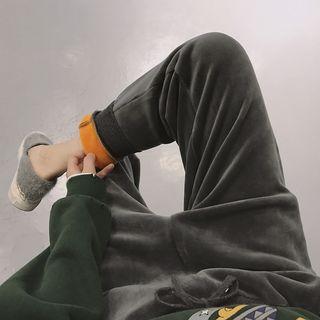 Fleece Lined Velvet Tapered Pants