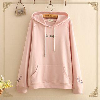 Floral Embroidered Long-sleeve Hoodie