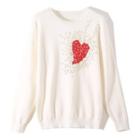 Floral Heart Sequined Knit Top