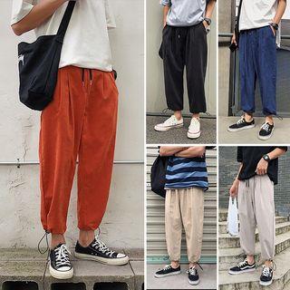 Drawstring-hem Plain Jogger Pants