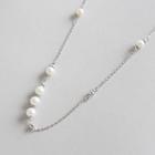 925 Sterling Silver Faux Pearl Pendant Platinum - One Size