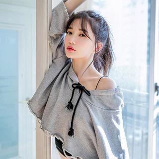 Hooded Distressed Cropped Top