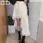 Asymmetric Midi Lace Skirt White - One Size