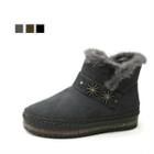 Rhinestone-trim Faux-fur Lined Suede Boots