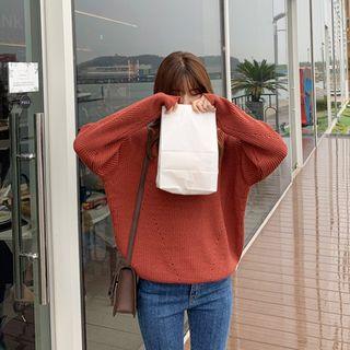 Drop-shoulder Punch-detail Sweater