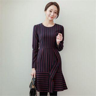 Ruffle-hem Stripe Dress