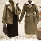 Mock Two-piece Midi Zip Coat / Zip Jacket