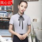 Ribbon Detail Short-sleeve Dress Shirt / + Skirt