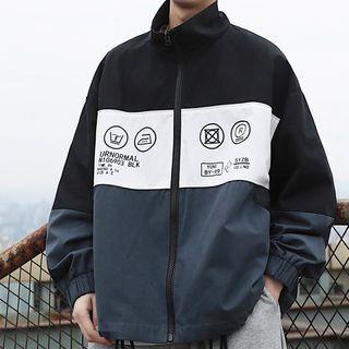 Contrast Color Printed Zip-up Jacket