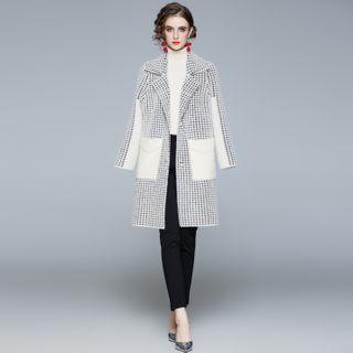 Houndstooth Button Coat Black & White - One Size