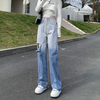 High Waist Gradient Loose Fit Jeans (various Designs)