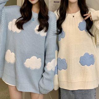 Cloud Embroidered Sweater / Cardigan