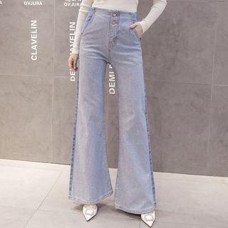 Color Panel Boot Cut Jeans