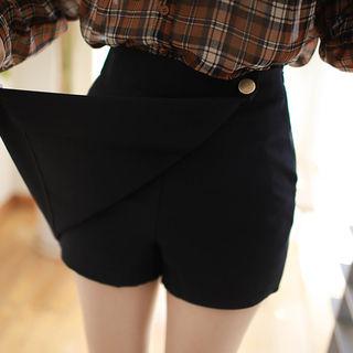 Button-accent Wrap-front Shorts