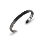 Simple And Classic Plated Black C-shaped Black Leather 316l Stainless Steel Bangle Black - One Size
