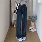High-waist Asymmetrical Straight Leg Jeans