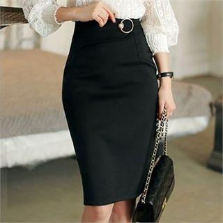 Hoop-detail Midi H-line Skirt