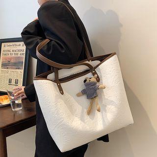 Faux Leather Carryall Bag / Charm / Set