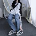 High Waist Slit Straight Leg Pants