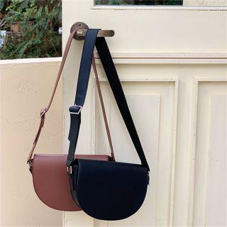 Half-moon Flap Faux Leather Crossbody Bag
