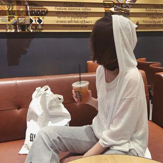 Hooded 3/4-sleeve Knit Top