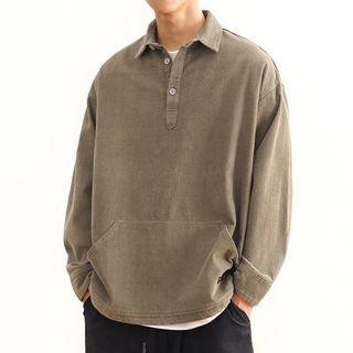 Polo Collar Corduroy Sweatshirt