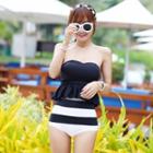 Strapless Frilled Stripe Swimsuit
