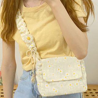 Shirred Strap Floral Crossbody Bag As Shown In Figure - One Size