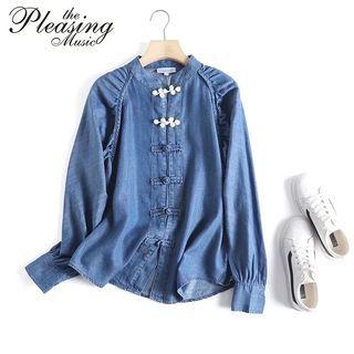 Denim Frog-button Blouse