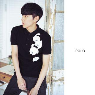Short-sleeve Floral Polo Shirt