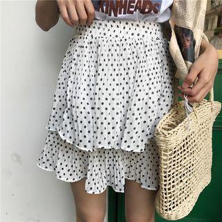 High Waist Dotted Mini Skirt