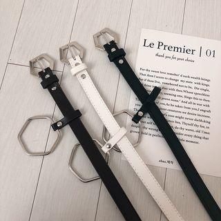 Hexagon Accent Faux-leather Belt
