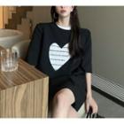 Short-sleeve Heart Cutout Mini Shift Dress