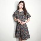 Short-sleeve Printed A-line Minidress